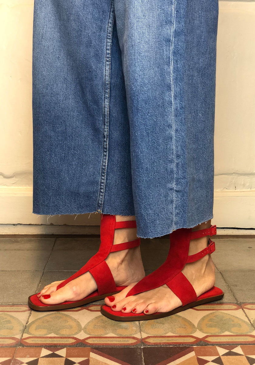 SANDALIAS VEGANAS ÁGATA ANTE TOMATE