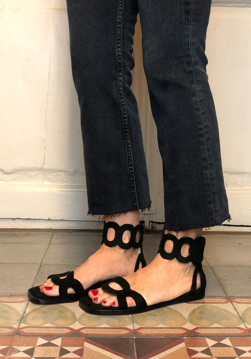 Sandalias Veganas Hortensia Ante Negro